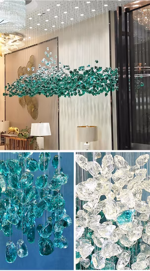 Éclairage moderne hall d'hôtel Villa décoration suspension personnalisé grand projet LED lustre en cristal